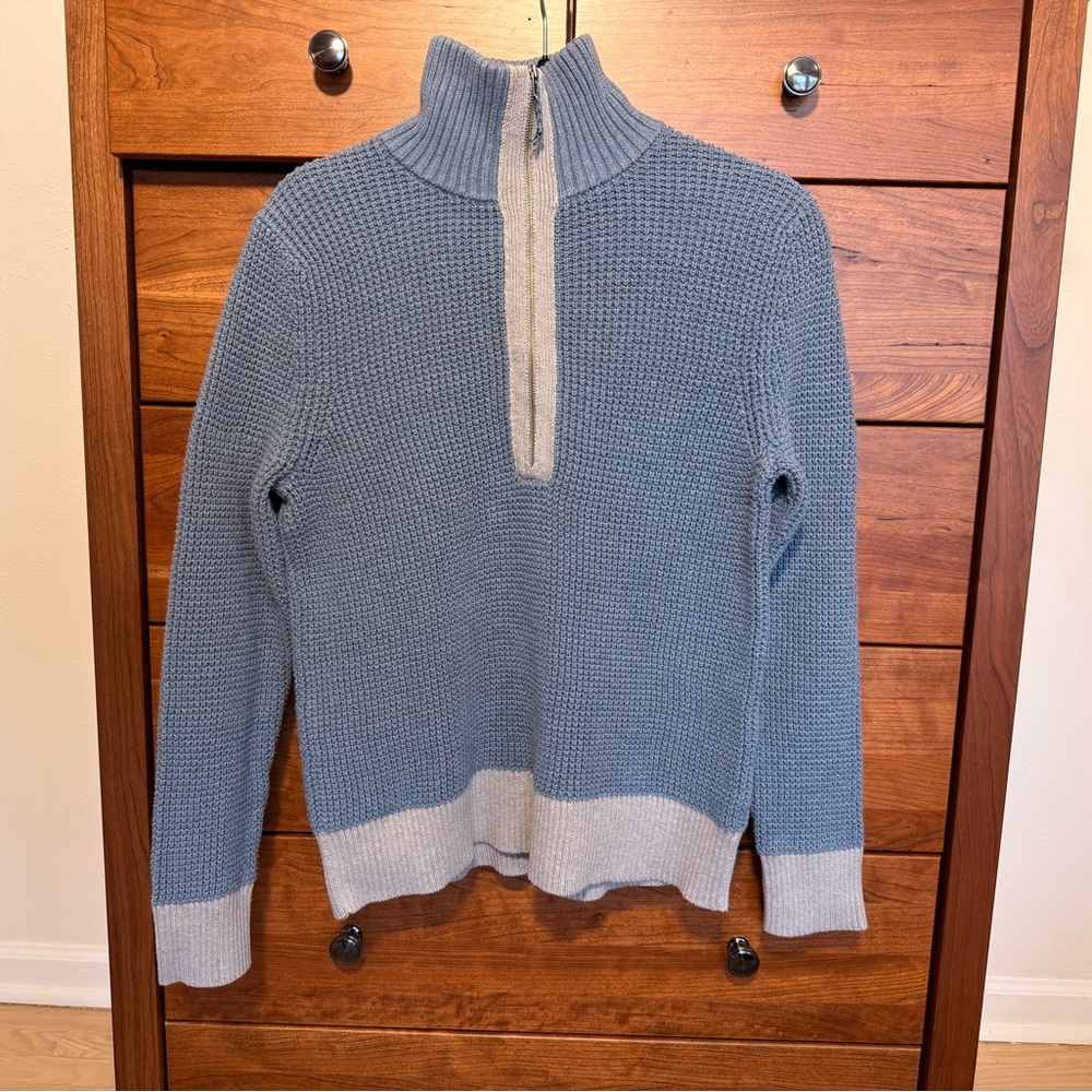 Patagonia Blue and Gray Knit Turtleneck Sweater
